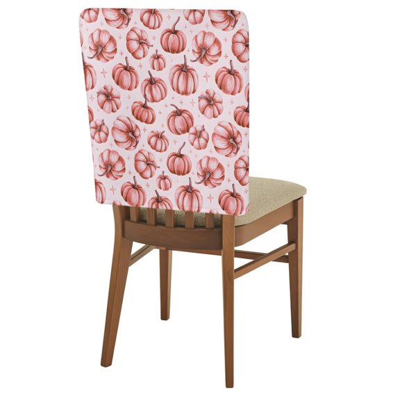 Thanksgiving Chair Back Covers Set of 8 Pink Pumpkin Removable Dining Chair Slipcovers Washable Seat Protector for Restaurant Party Banquet Kichen Decor