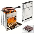 thumbnail image 6 of BIQIANWO Portable Folding Wood Stove For Outdoor Cooking, Sturdy Lightweight Stainless Steel Wood Burning Stove With Grill For Backpacking BBQ Picnic, 6 of 8