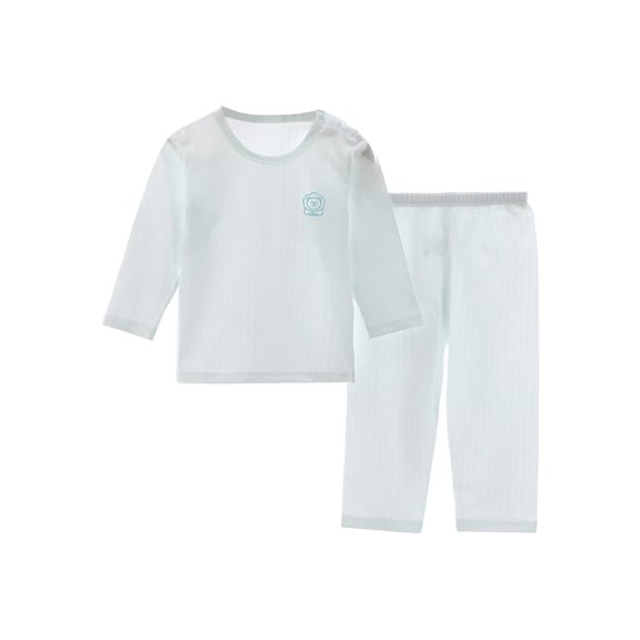 TIREOW Toddler Baby Boys and Girls Loungewear 2 Piece Set Round Neck Long Sleeve Top and Long Pants Kids Soft Nightwear Set with Cute Embroidery