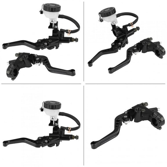 Universal 7/8"(22mm) Motorcycle Brake Clutch Master Cylinder Reservoir Levers Set Black