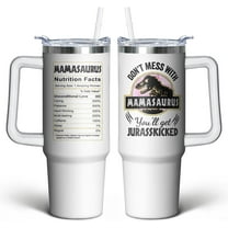 30oz Mamasaurus Tumbler with Handle and Straw, Don''t Mess with Mamasaurus You''ll Get Jurasskicked, Coffee Mug Water Bottle Stainless Steel Cup, Mothers Day Christmas Birthday Gift