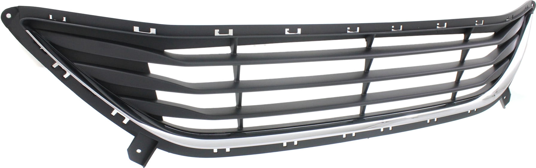 Bumper Grille Compatible With 2011-2013 Hyundai Elantra Front Textured Black Shell w/ Chrome Insert
