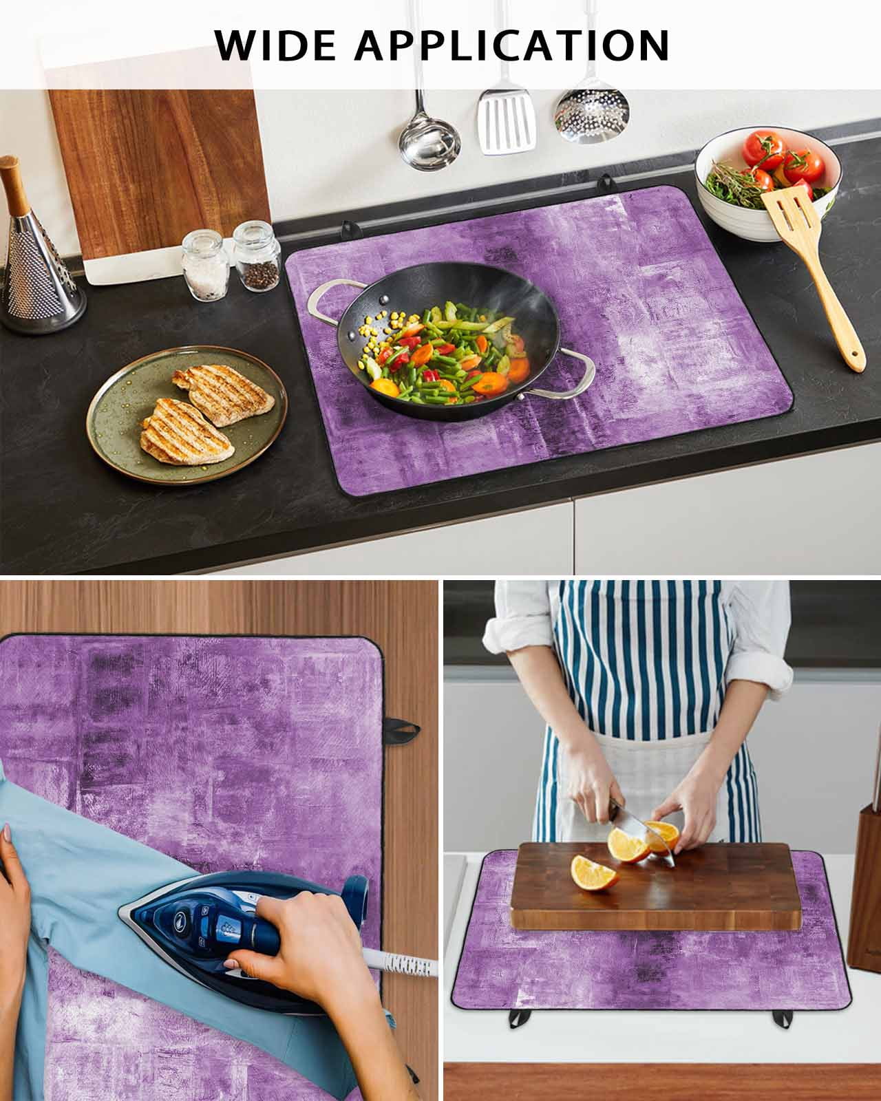 nqOlkjepod Large Induction Cooktop Protector Mat 24"x21", Purple Stove Top Covers for Electric Stove, Retro Oil Painting Modern Abstract Art Aesthetics Stove Burner Cover Mats, Glass Top Stove Cover