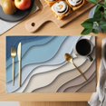 thumbnail image 2 of Blue Geometric Placemats Set of 6 Abstract Ocean Wave Place Mats Table Mats Kitchen Dining Home Outdoor Party Table Decoration, 2 of 9