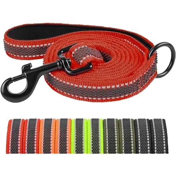 Eryueer Dog Leads for Small Medium Large Dogs, 20MM-2.2M Reflective Dog Lead with Soft Padded Handle, Training Lead Leash with Durable Rubber Thread, for Walks & Training with Dogs and Puppies, Red