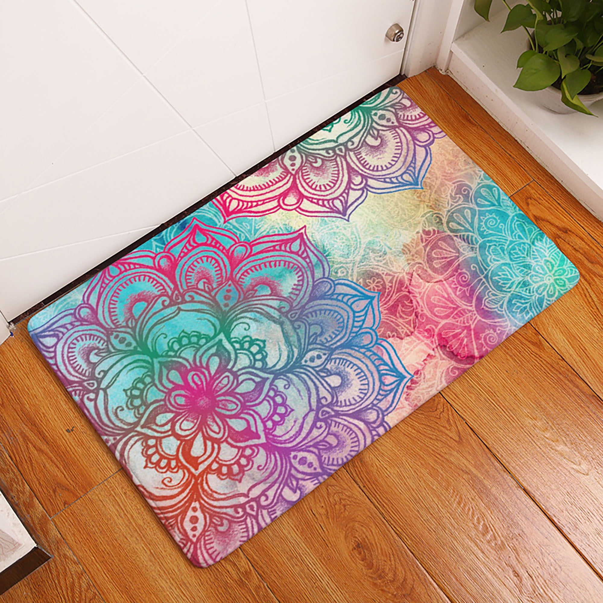 Paper Cut Art Color Rose Flannel Non-slip Bathroom Rugs Door Mat Carpet 16X24" 