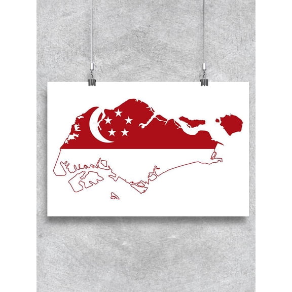 Flag Map Of Singapore Poster -Image by Shutterstock