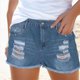 thumbnail image 2 of Pantalones cortos desgastados de cintura alta para mujer: corte ajustado, detalle de agujeros, denim de algodón, vaqueros sexys de verano, conversión de tallas EE. UU./Reino Unido/UE, 2 of 8