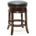 thumbnail image 2 of Sabi 24 inch Swivel Counter Stool, Solid Wood, Faux Leather, Brown, Black, 2 of 5