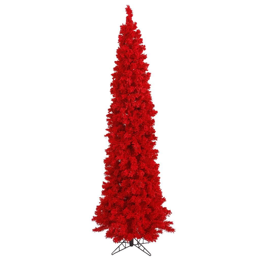 Vickerman 439050 7.5' x 35" Flocked Red Pencil Fir Tree Christmas