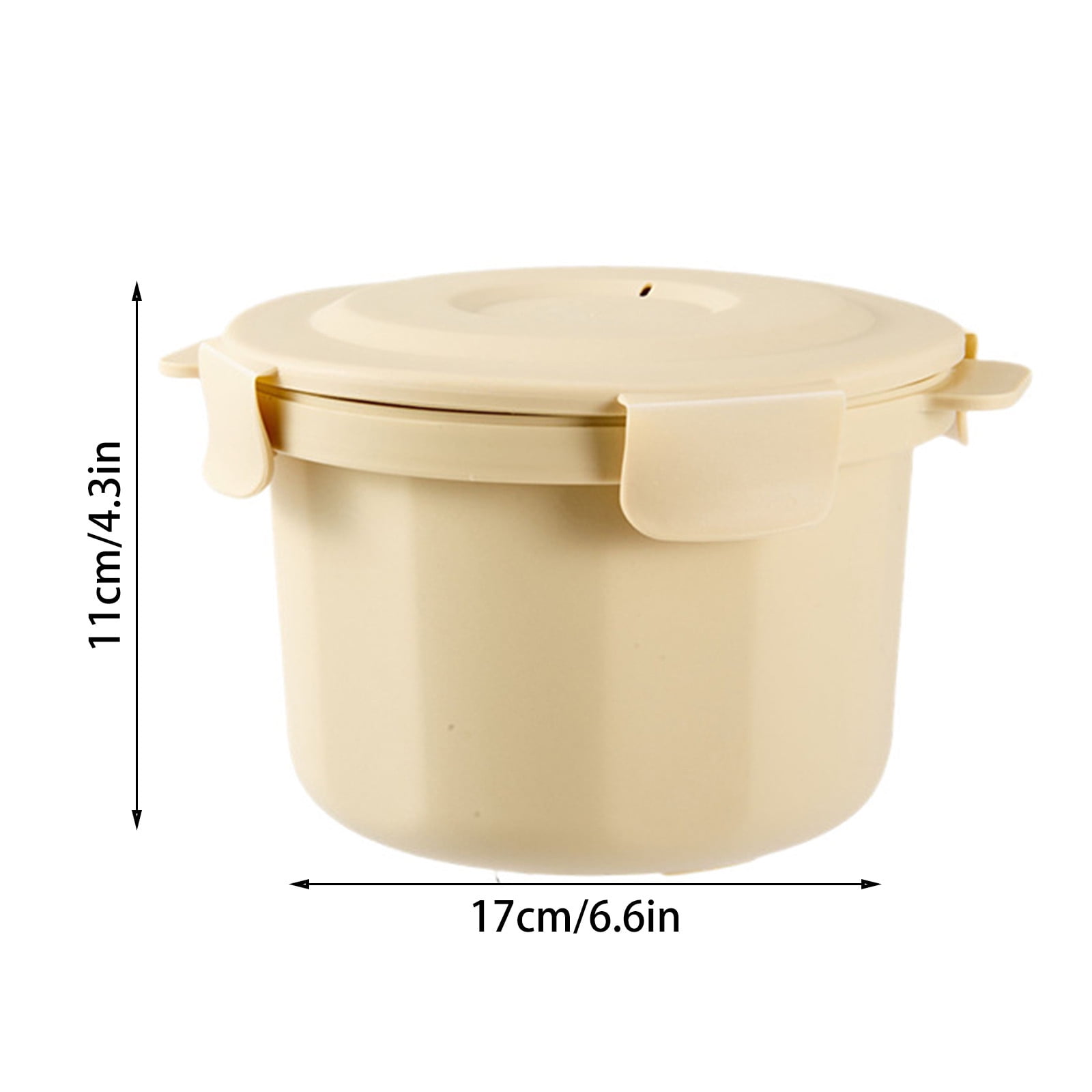 Microwave Small Rice Cooker,4.3x6.6inch Portable Rice Cooker with Spoon,Micro Cookware Pot Food Container,Used for Cooking Rice, Soup, Vegetables,Noodles(Beige)