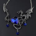 thumbnail image 2 of HOOUN Vintage Dragon Pendant Necklace Heart Crystal For Men Women Couples Jewelry Gift-16#Blue Heart Gemstone Dragon, 2 of 4