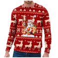thumbnail image 1 of Sweat à Capuche pour Hommes Automne et Hiver Produits de Noël Col Rond Double Couche Flocon de Neige Drôle Père Noël et Imprimé Col Rond Sweat à Capuche, 1 of 4