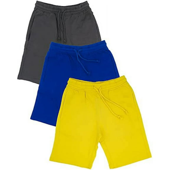 BROOKLYN VERTICAL Boys 3Pack Cotton French Terry Jogger Shorts with Drawstring and Pockets| Sports & Casual
