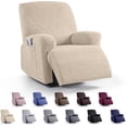 thumbnail image 1 of Nvzi Couch Cover Jacquard Stretch Sofa Covers Polyester Reclining Chair Cover for Living Room Sofa Easy Fit Washable Furniture Sofa Protector 1 seat (Khaki), 1 of 3