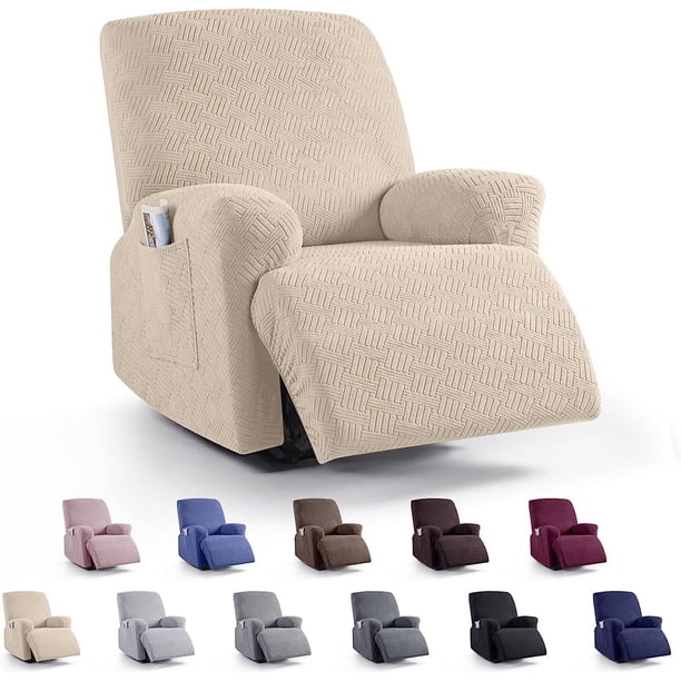 Nvzi Funda de sofá elástica de jacquard, funda de poliéster para sillón reclinable, fácil de instalar, lavable, protector de sofá para 1 asiento (caqui)