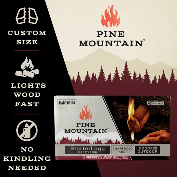 Pine Mountain StarterLogg Fire Starters for Firewood, 6 Count, Score-Split Bars