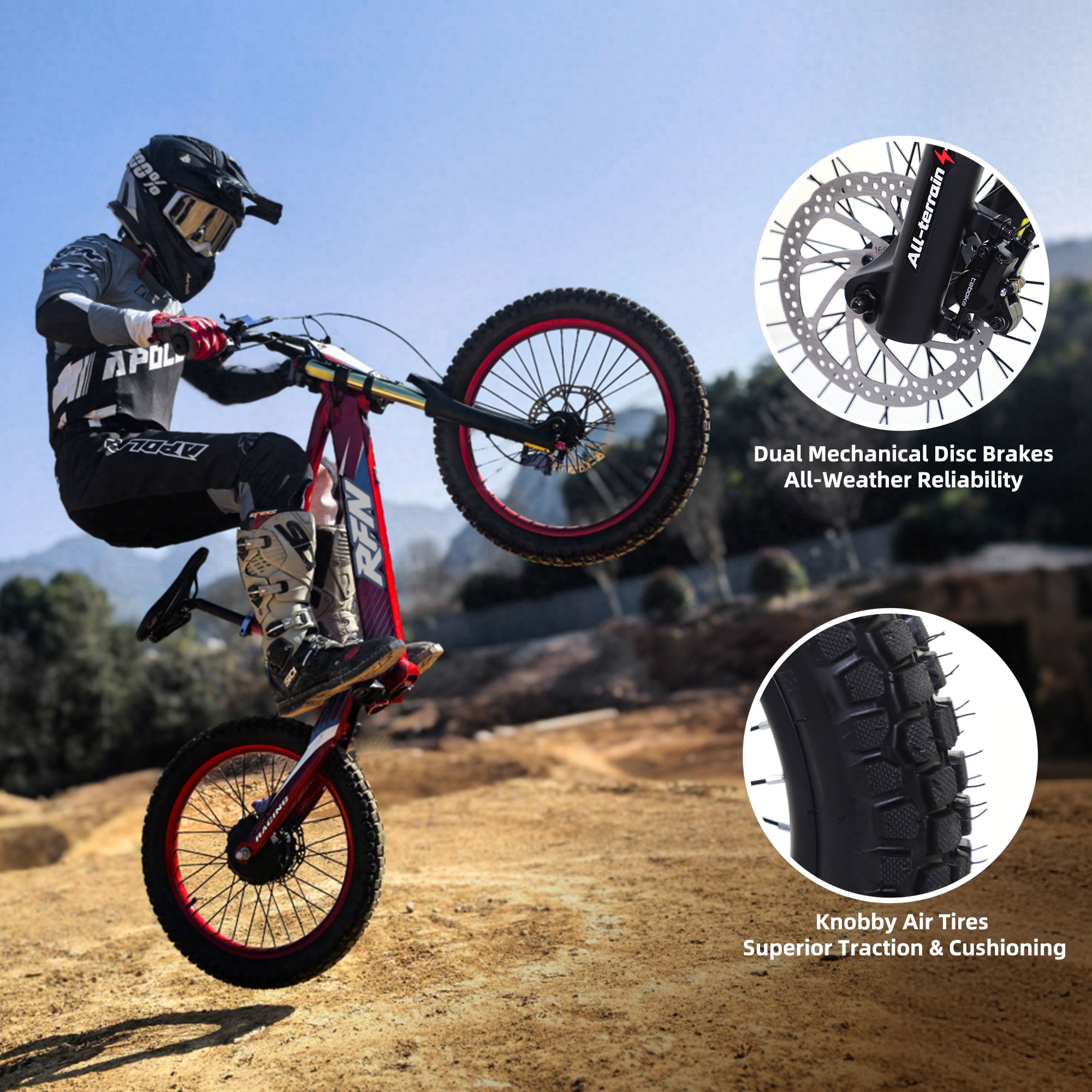 Rfn Electric Off-Road Bike, Three-Speed Transmission, Top Speed 18Mhp, Maximum Power 750W, 9.3-Mile Range For Ages 8+