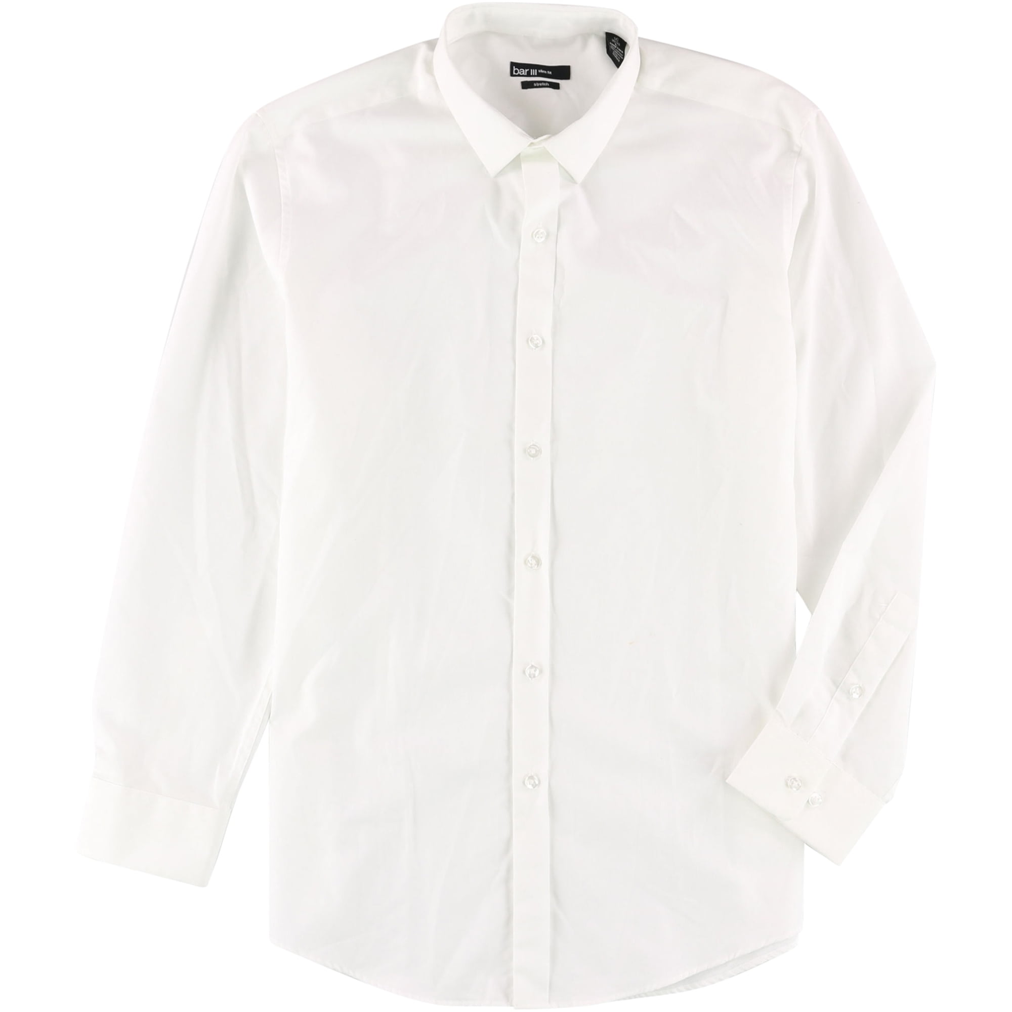 $96 BAR III Men SLIM-FIT WHITE BLUE LONG-SLEEVE BUTTON DRESS SHIRT 16-16.5 34//35