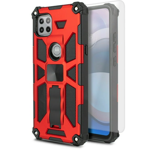 for Moto One 5G ACE Motorola G 5G Phone Case Magnetic Mount Ready Slip Guard Grids Pattern Kickstand Hybrid Slim Shock Bumper Cover