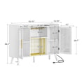 thumbnail image 4 of DWVO 53" Wine Bar Cabinet with Power Outlet, 2 Door Sideboard Storage Cabinet With RGB LED Lights, Wine Rack Glass Holder for Kitchen, Dining Room, Living Room, White, 4 of 9