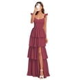 thumbnail image 1 of Vestido de dama de honor Dessiny, talla grande, tirantes finos y volantes, 1 of 7