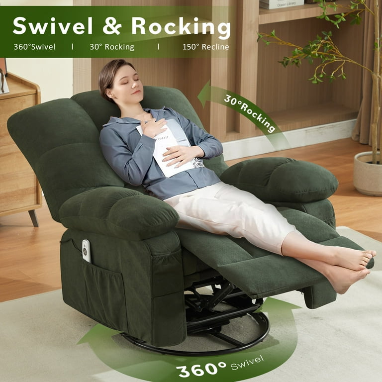 uhomepro Manual Recliner Chair Swivel Rocker with Heat Massage