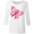 thumbnail image 4 of Fgnfyis T-Shirts pour Femmes Sensibilisation au Cancer Haut Décontracté Col Rond Manches Trois Quarts Design Imprimé pour Usage Quotidien et Occasions Festives Printemps Été Automne Hauts pour Femmes Blanc TG, 4 of 4
