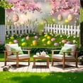 thumbnail image 4 of QTOCIO Spring Wreath Fence Easter Photo Material Photography Background Cloth, 4 of 4