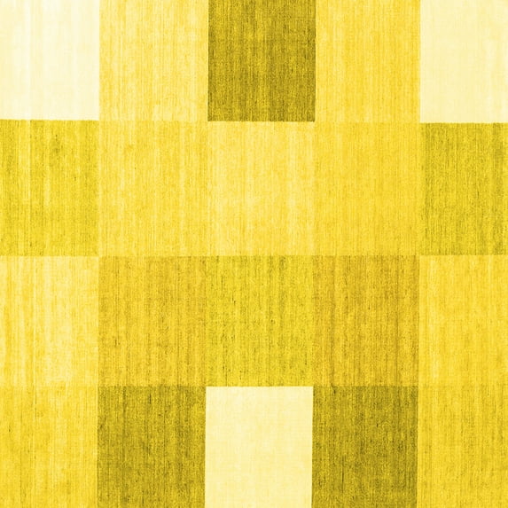 Ahgly Company Indoor Square Checkered Yellow Modern Area Rugs, 3' Square