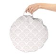 thumbnail image 2 of Damask Round Floor Cushion with Handle, Monochrome Royal Ornaments Continuous Simplistic Illustration, Decorative Pillow for Living Room & Dorms, 18" Round, Pale Eggshell and White, by Ambesonne, 2 of 4