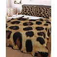 thumbnail image 2 of Leopard Print Summer Quilt Set Full Size, Soft Microfiber Quilted Bedding Set with 2 Pillow Shams, Brown Yellow Retro Animal Fur Pattern Lightweight All Season Bedspread Coverlet for Bedroom 78"x90", 2 of 6