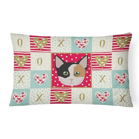 Carolines Treasures 12 x 3 x 16 in. Munchkin Cat Love Canvas Fabric Decorative Pillow