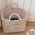 thumbnail image 2 of Boho Fabric Storage Basket, Quilted Floral Print Fabric Storage Basket with Reinforced Handles, Collapsible Quilted Laundry Basket Organizer Bin for Bedroom Closet Home Decor Car Storage Picnic,L, 2 of 14