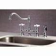 thumbnail image 3 of Kingston Brass KS3271PXBS Restoration Bridge Kitchen Faucet with Brass Side Sprayer, Polished Chrome, 3 of 8