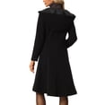 thumbnail image 3 of INSPIRE CHIC Women's Winter Overcoat Solid Color Hooded Button Midi Long Coat With Pockets Black L, 3 of 5