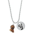 thumbnail image 1 of Delight Jewelry Resin Tan Lion Silvertone Script Initial Disc - Y - Charm Necklace, 20"+3", 1 of 4