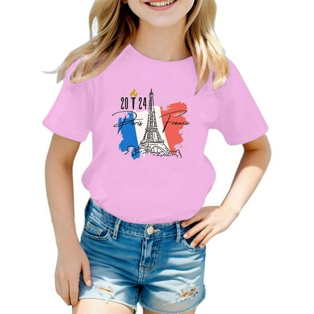 

ZMHEGW Fashion Children Kids Boys Girls Summer Short Sleeve Letter Printed T Shirt Blouse Top Casual Tunic Clothes