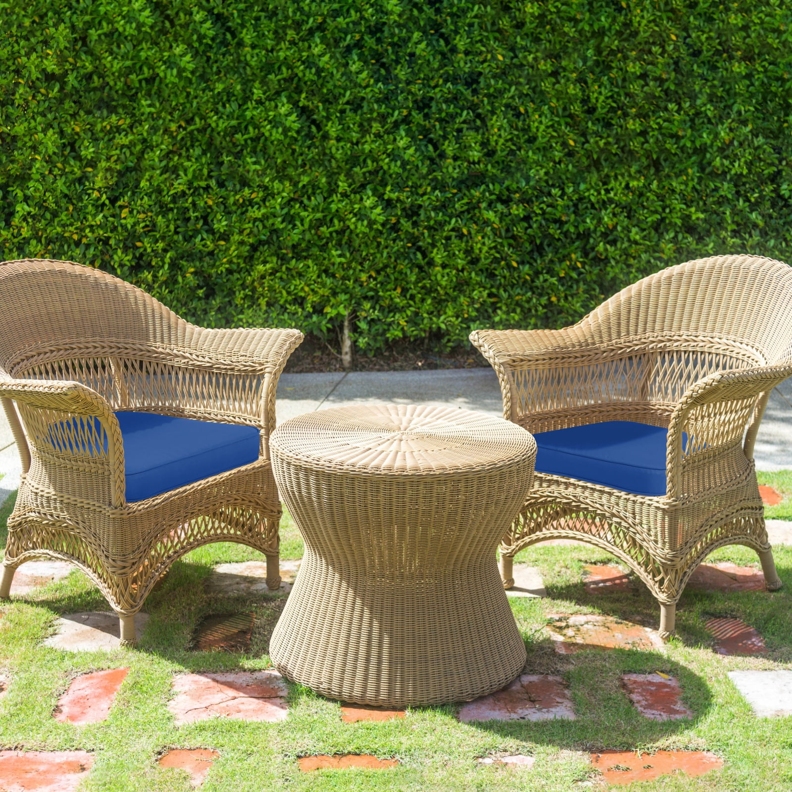 Aoodor Outdoor Chair Cushion W21'' x D21'', Fade-resistant Polyester Chair Pads with Invisible Zipper & Adjustable Ties, Navy Blue, Set of 4