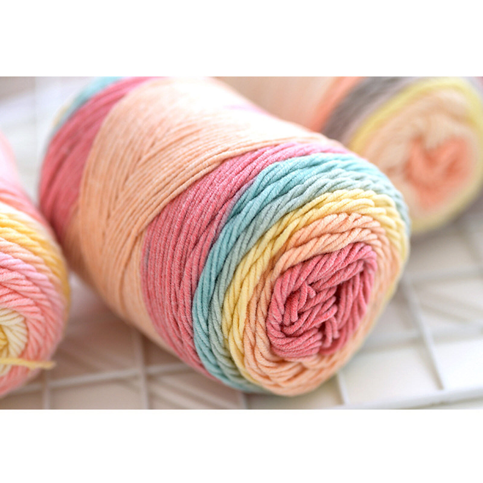 (Model 18# single roll 193 meters) 5 strands of rainbow cotton handmade diy knitted wool milk cotton scarf pillow blanket material wool ball, it is recommended to sell 4 rolls in combination