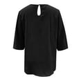 thumbnail image 4 of MIXUE Boho Tops For Women Summer Solid Color Round Neck Short Sleeve Casual Soft Pullover Shirts For Women Tshirts Outwear,Black,XL, 4 of 5