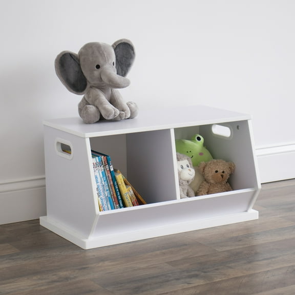 Humble Crew Wood Toy Storage Organizer Cubby and Kids Bookcase, White