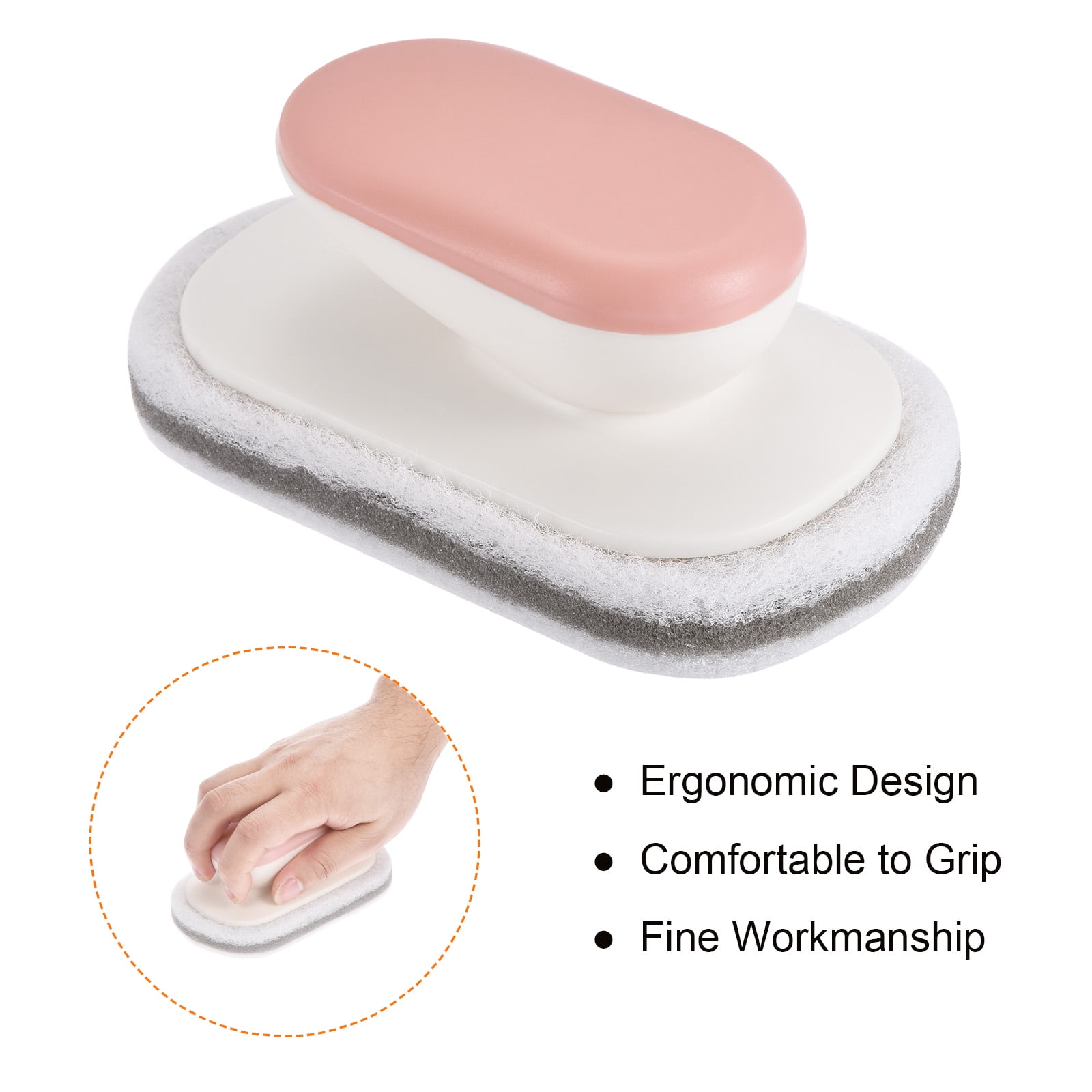 Unique Bargains Cleaning Brush Kitchen Scrub Bathtub Sponge Washing Tools Pink