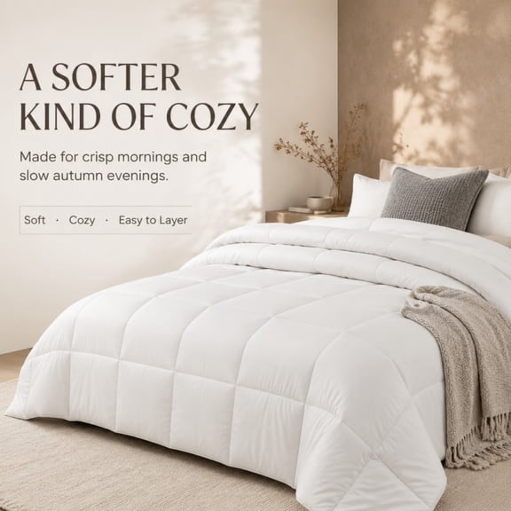 All‑Season Down Alternative Comforter, Lightweight Soft Quilted Bed Comforter Duvet Insert for All Year, Multiple Sizes & Colors Available