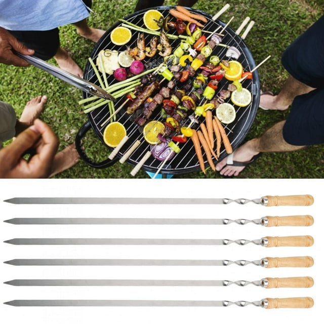 Brochetas de Barbacoa, Acero inoxidable de Alta Herramientas Fáciles de Usar de Barbacoa, Resistente al Calor para la Barbacoa de Camaronas