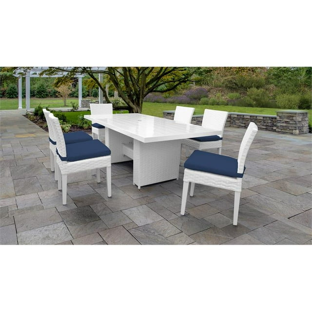 Miami Table à Manger Patio Extérieur Rectangulaire W / 6 Chaises Sans Bras