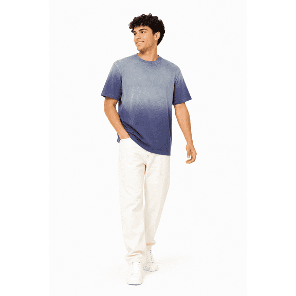 Original Threads Unisex Oversized Spray Washed Ombre Cotton T-Shirt