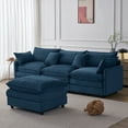 thumbnail image 2 of 105" Modular Sectional Couch, 3 Seater Convertible L-Shape Couch with Removable Ottoman, Upholstered Soft Chenille Fabric Sofa, 23.5'' Deep Seat, Blue, 2 of 9