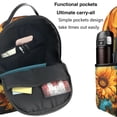 thumbnail image 5 of Lsque Deep Yellow Colorful Sunflower Pattern Backpack – School Travel Canvas Daypack with Ergonomic Padded Straps, Multiple Compartments & Leather Handle, 5 of 5