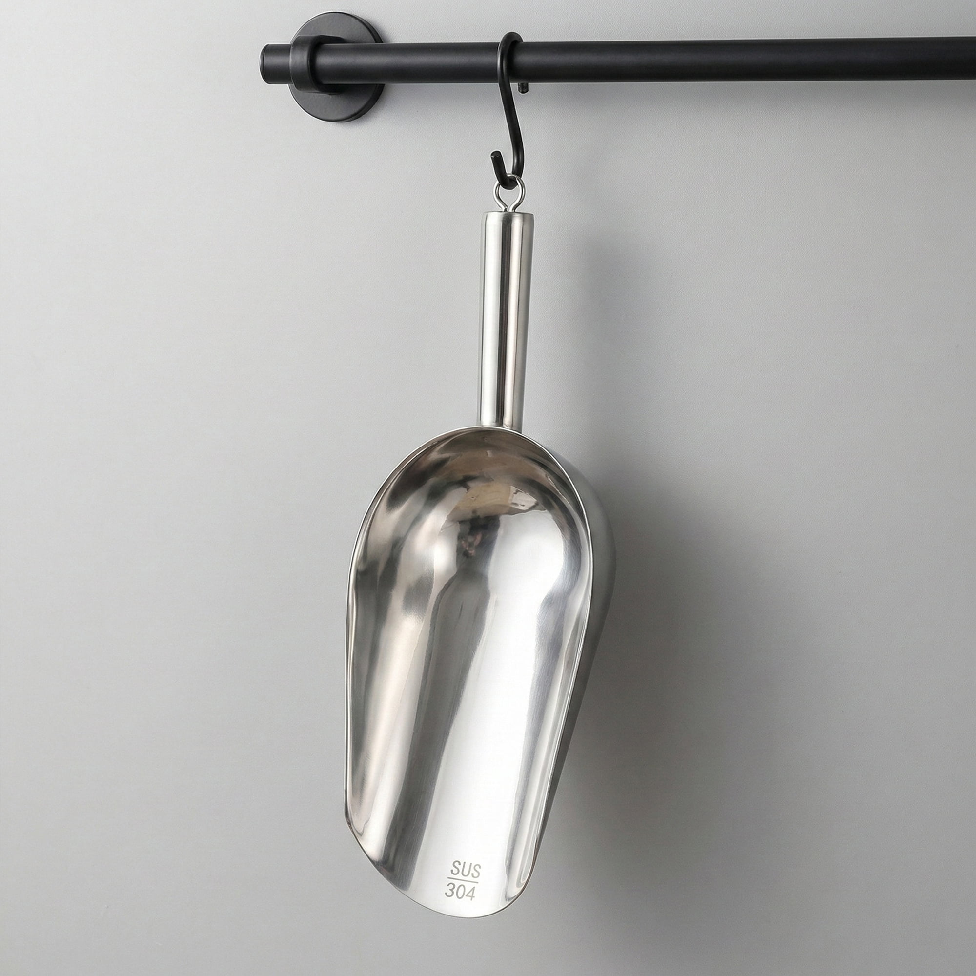 Unique Bargains 1Pcs Easy Clean Stainless Steel Ice Scoop Silver 11.8*5.1inch